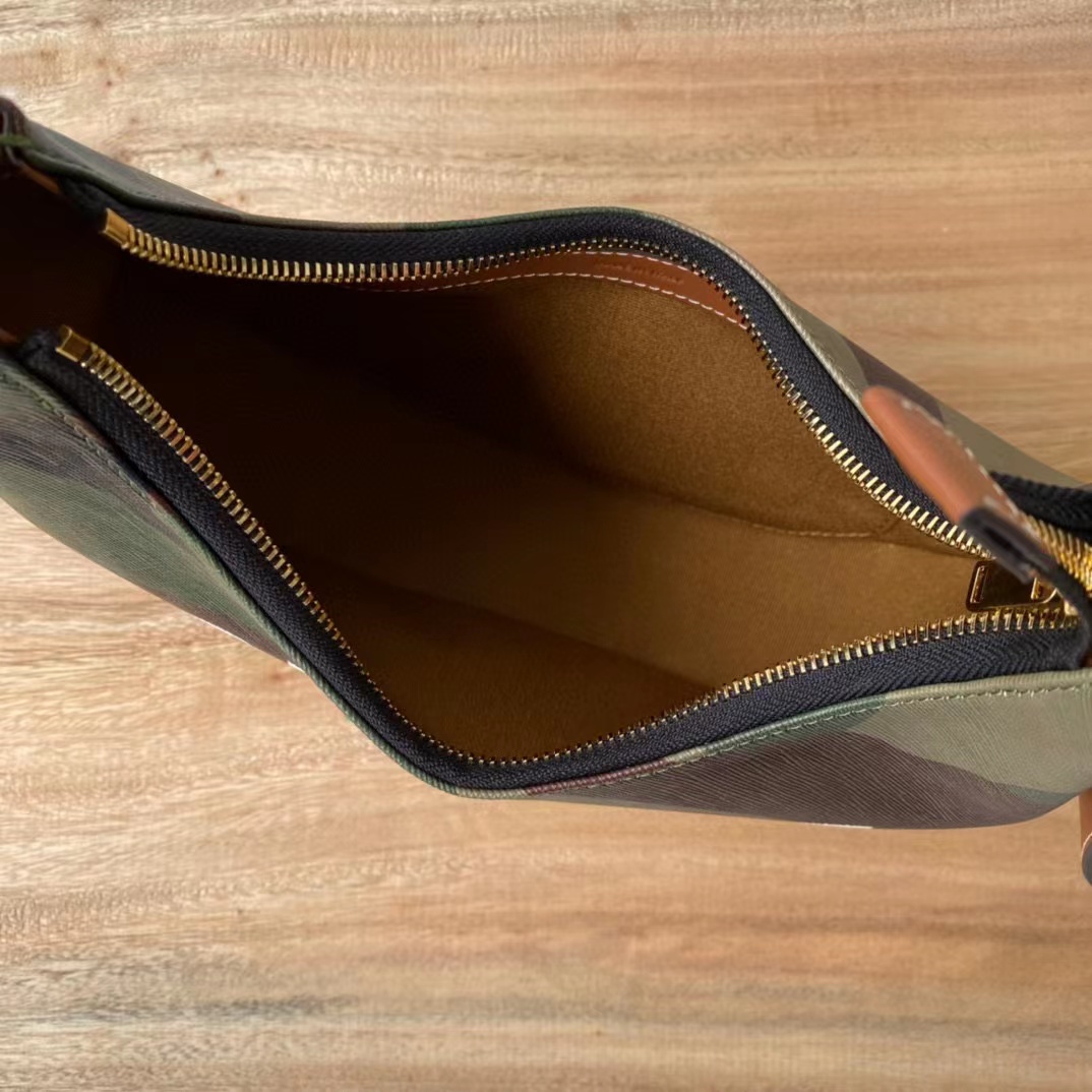 Celine Canvas Calfskin Camouflage Ava Logo Triomphe Shoulder Bag Khaki (24.5-18-7.5cm) - DopestKickz