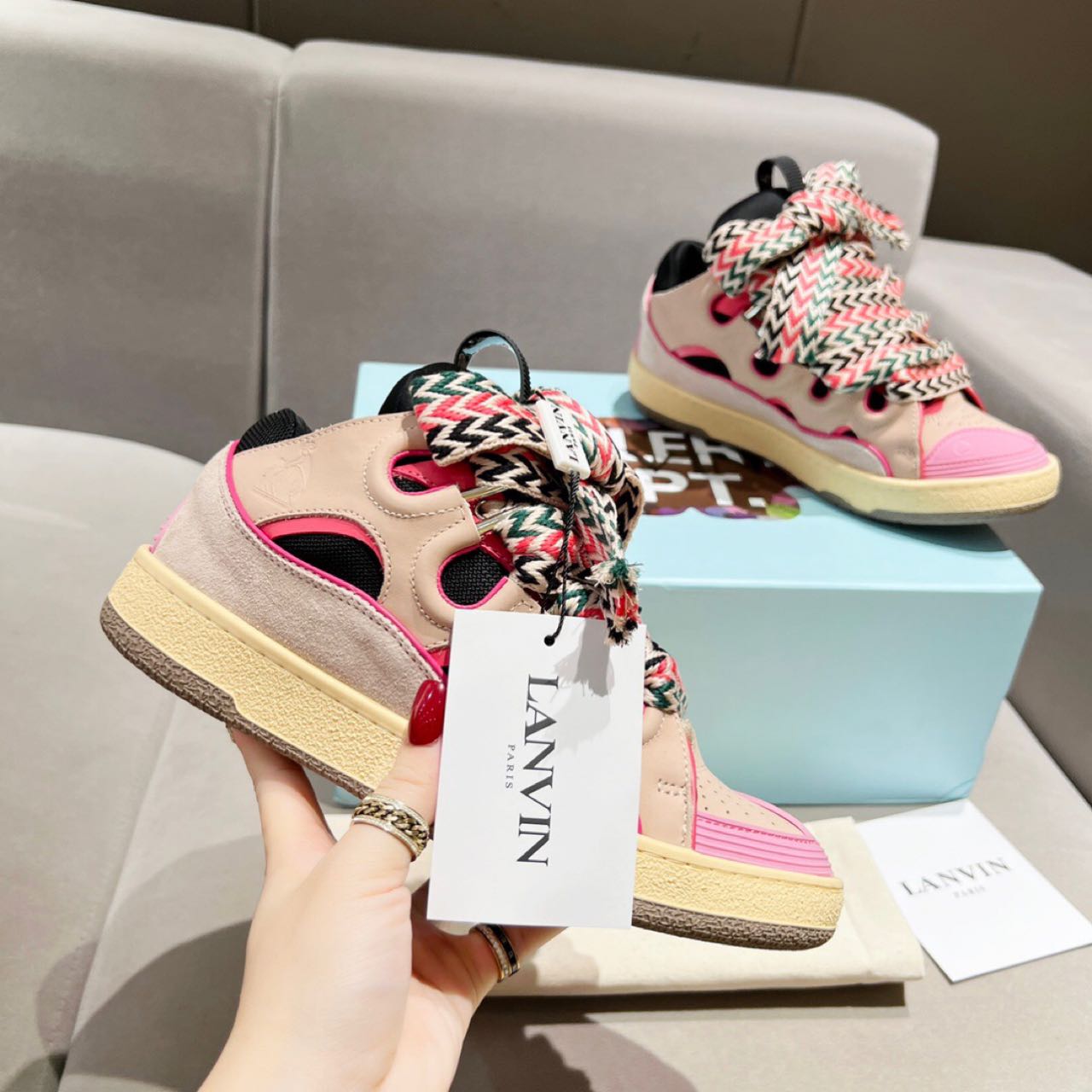 Lanvin Curb Lace Up Sneakers - DopestKickz