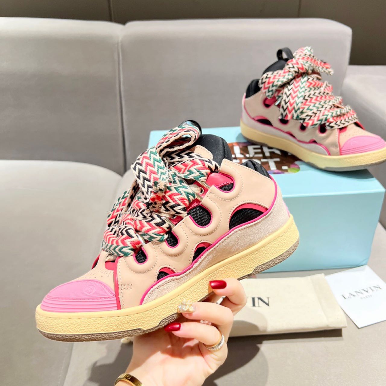 Lanvin Curb Lace Up Sneakers - DopestKickz