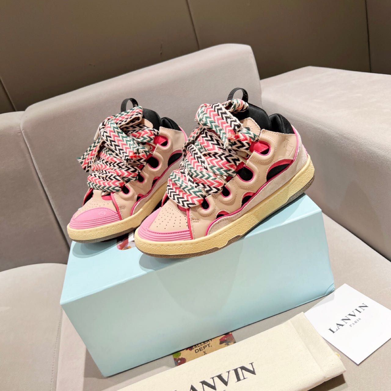Lanvin Curb Lace Up Sneakers - DopestKickz