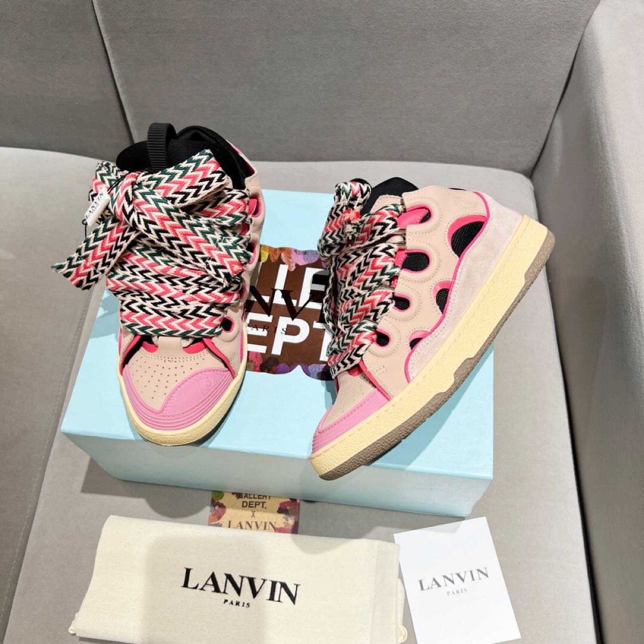 Lanvin Curb Lace Up Sneakers - DopestKickz