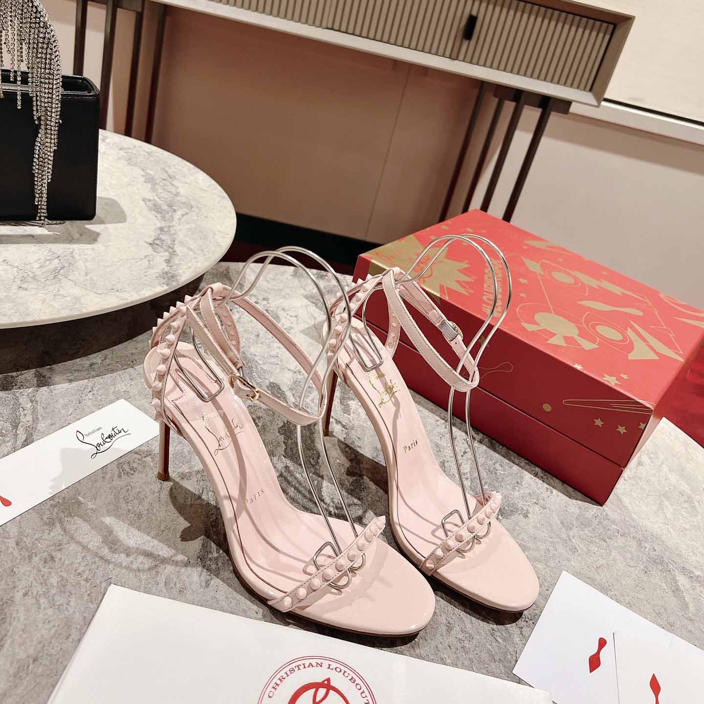 Christian Louboutin Nudes Rosalie Leather Sandals - DopestKickz