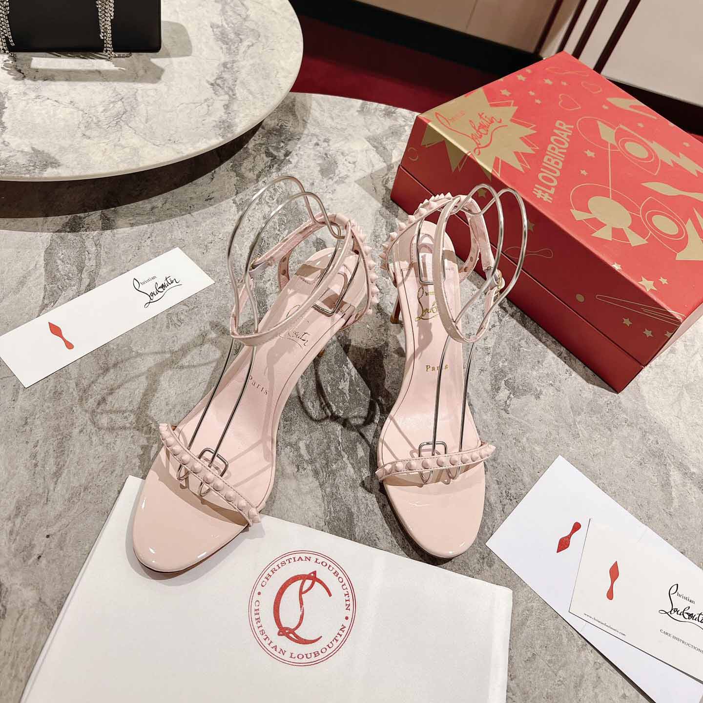 Christian Louboutin Nudes Rosalie Leather Sandals - DopestKickz