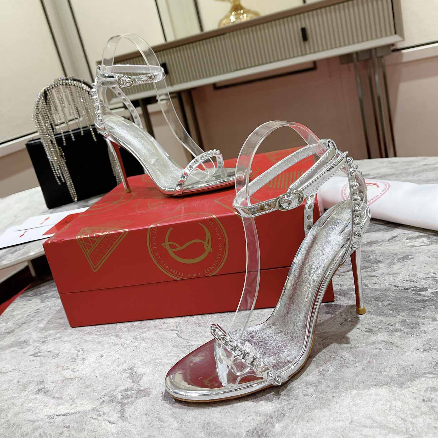 Christian Louboutin Nudes Rosalie Leather Sandals - DopestKickz