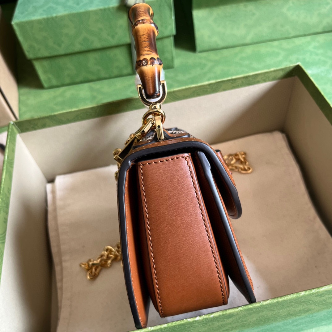 Gucci Bamboo 1947 Mini Top Handle Bag(17-12.5-8cm)   - DopestKickz