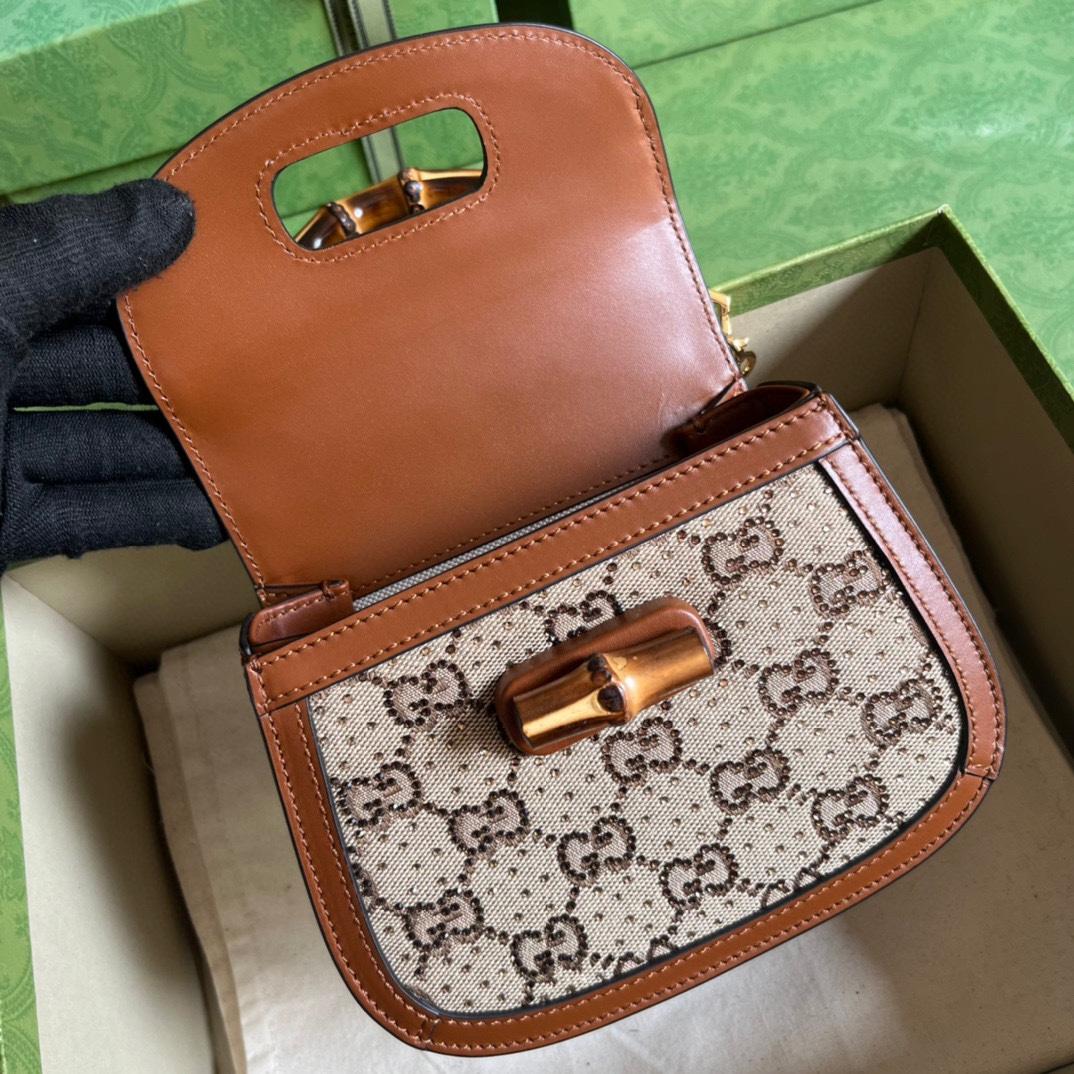 Gucci Bamboo 1947 Mini Top Handle Bag(17-12.5-8cm)   - DopestKickz