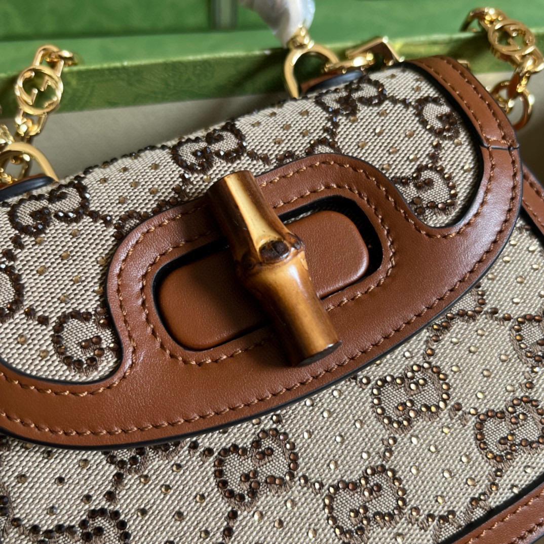 Gucci Bamboo 1947 Mini Top Handle Bag(17-12.5-8cm)   - DopestKickz