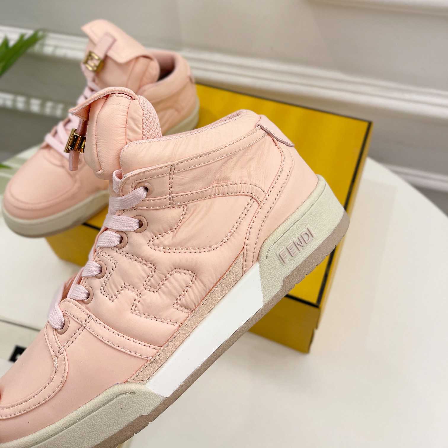 Fendi Match Pink Nylon High-Tops Sneaker - DopestKickz