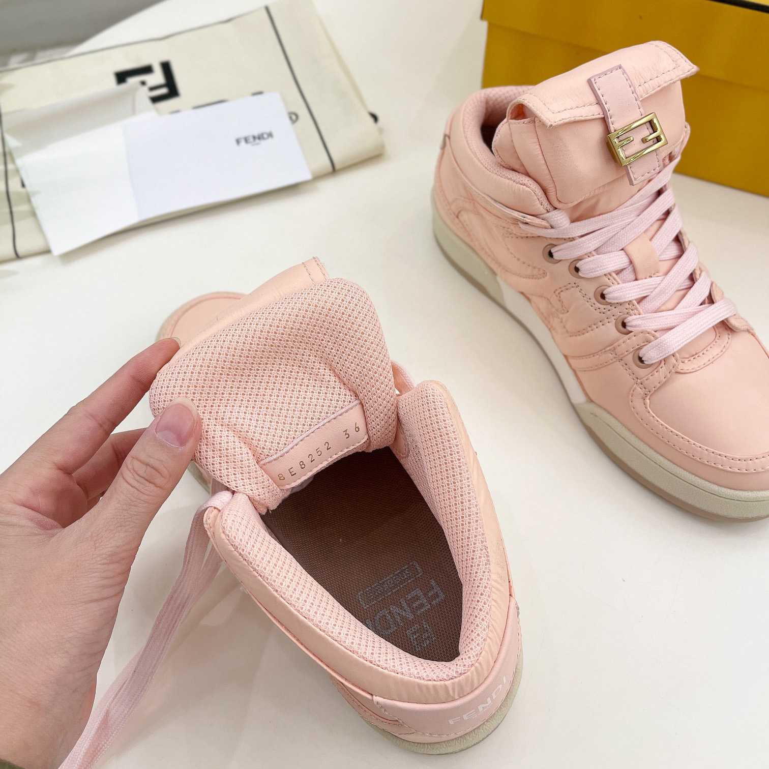 Fendi Match Pink Nylon High-Tops Sneaker - DopestKickz