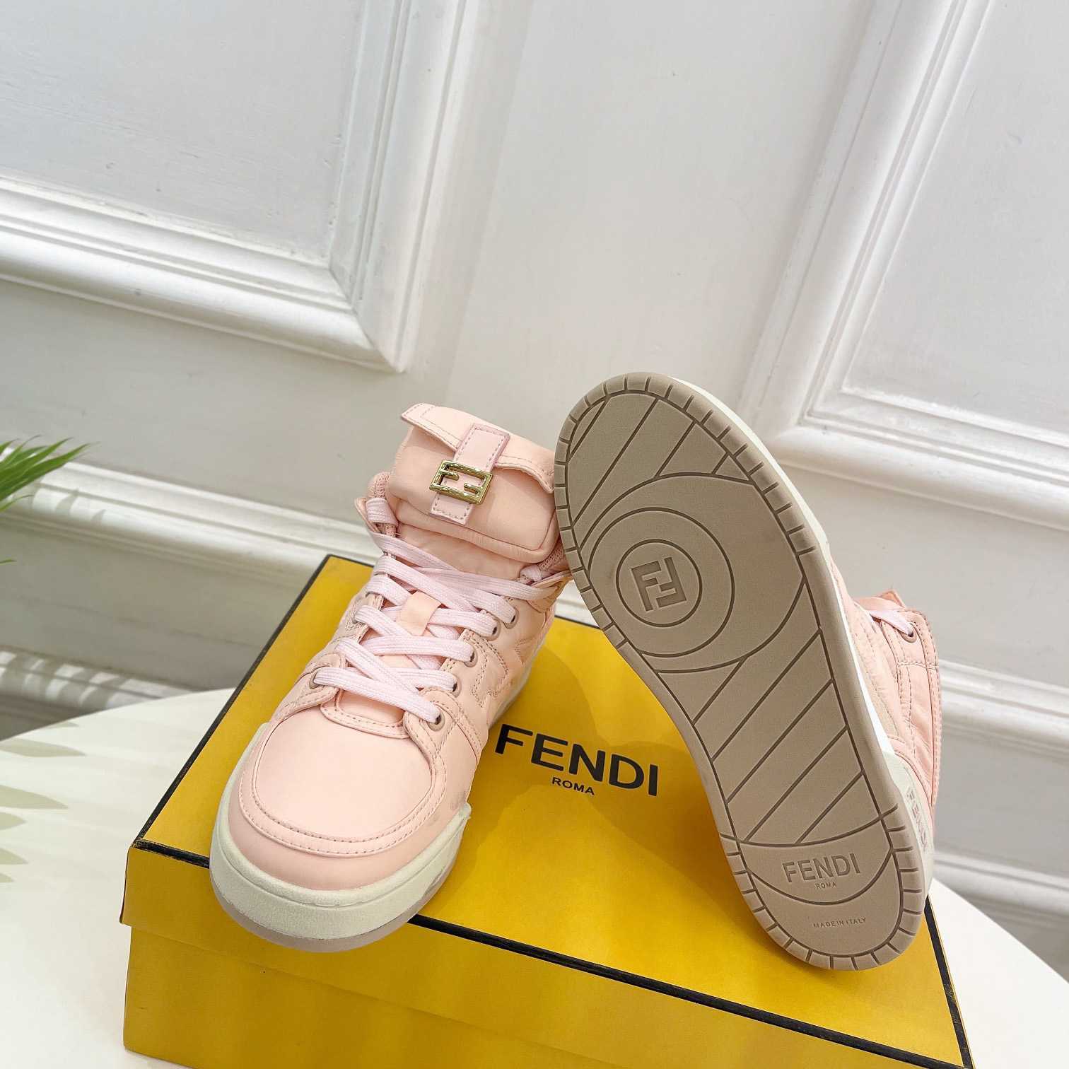 Fendi Match Pink Nylon High-Tops Sneaker - DopestKickz