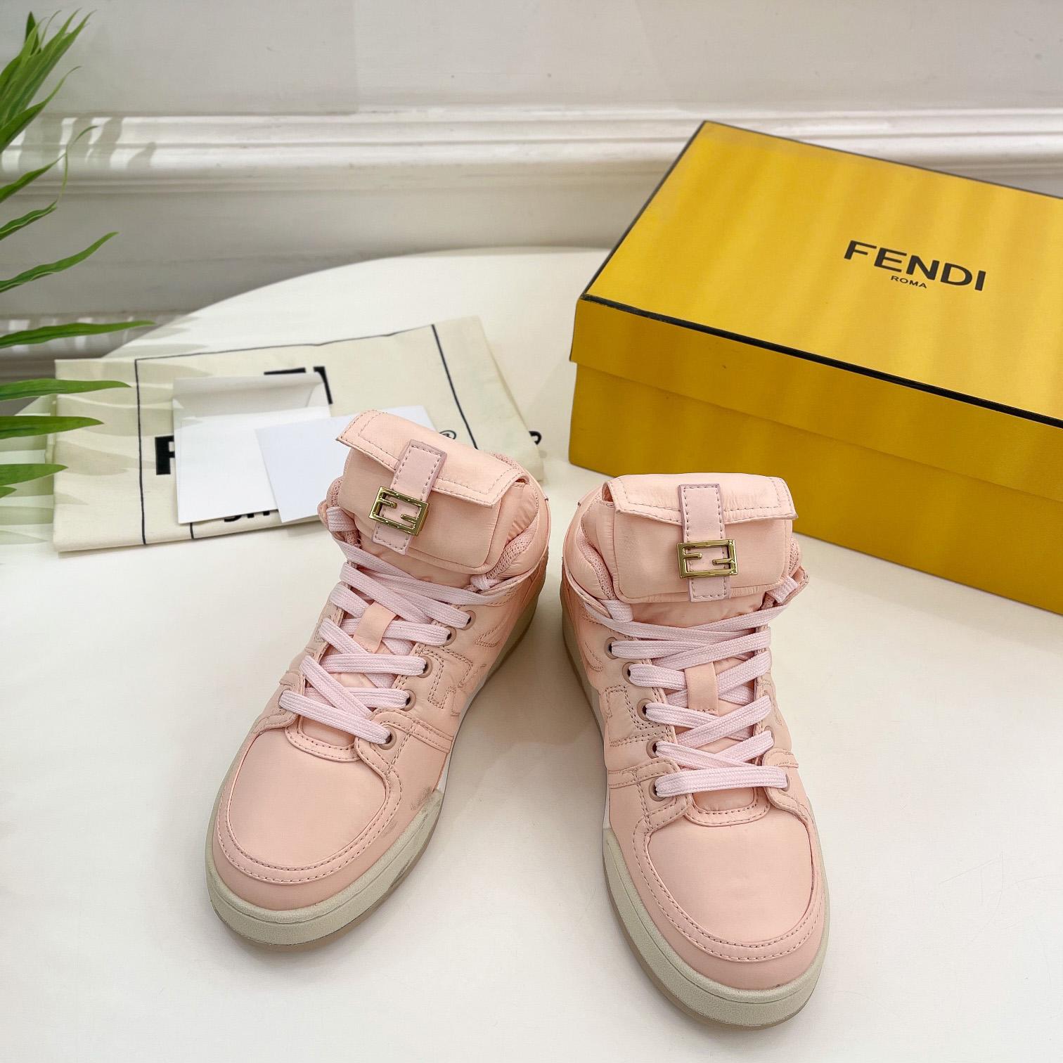 Fendi Match Pink Nylon High-Tops Sneaker - DopestKickz