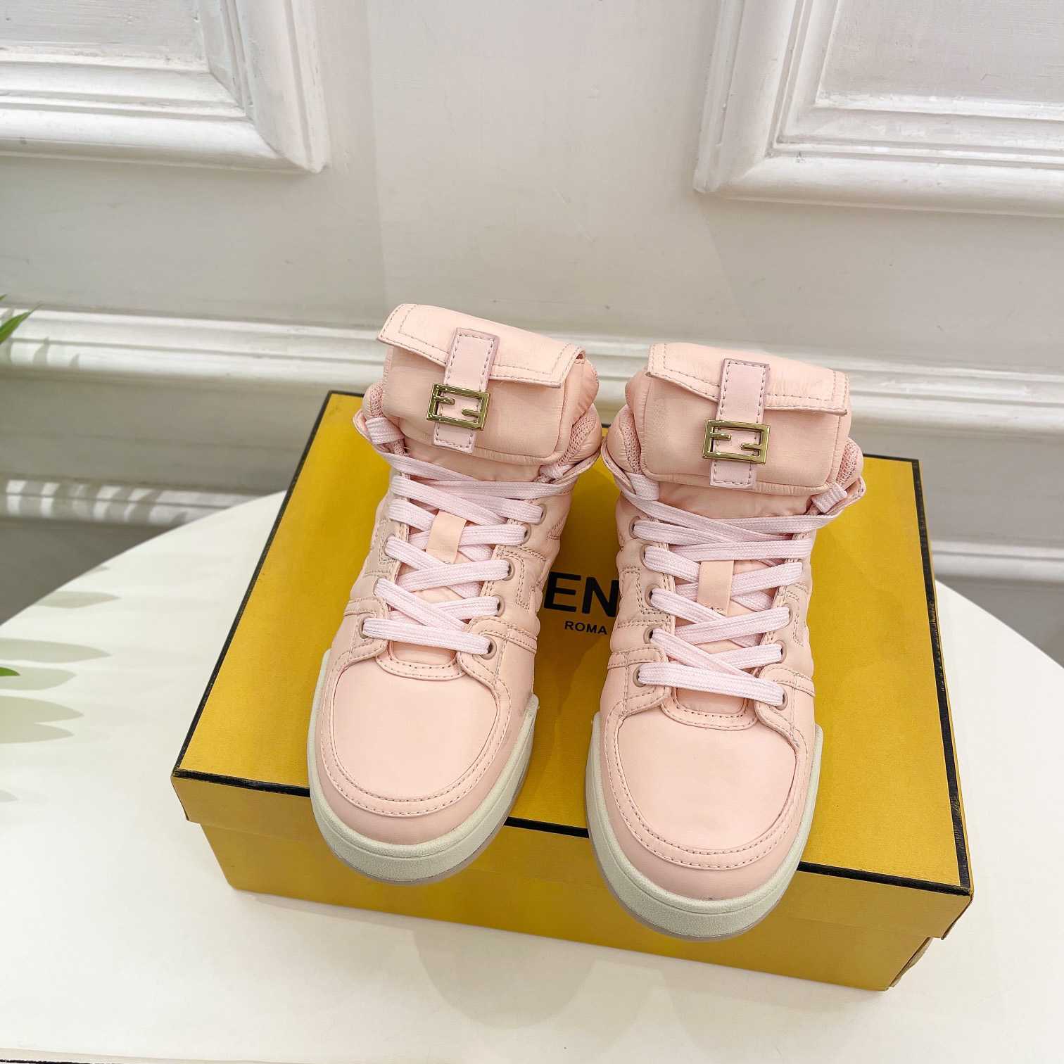 Fendi Match Pink Nylon High-Tops Sneaker - DopestKickz