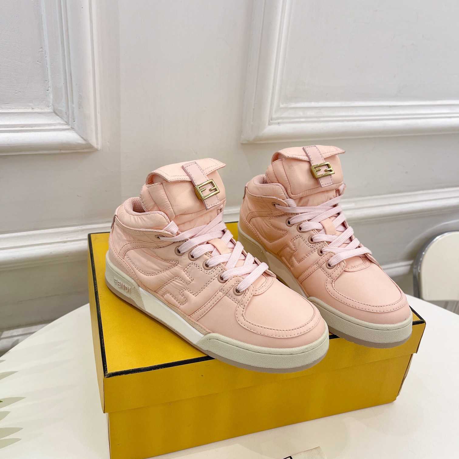 Fendi Match Pink Nylon High-Tops Sneaker - DopestKickz