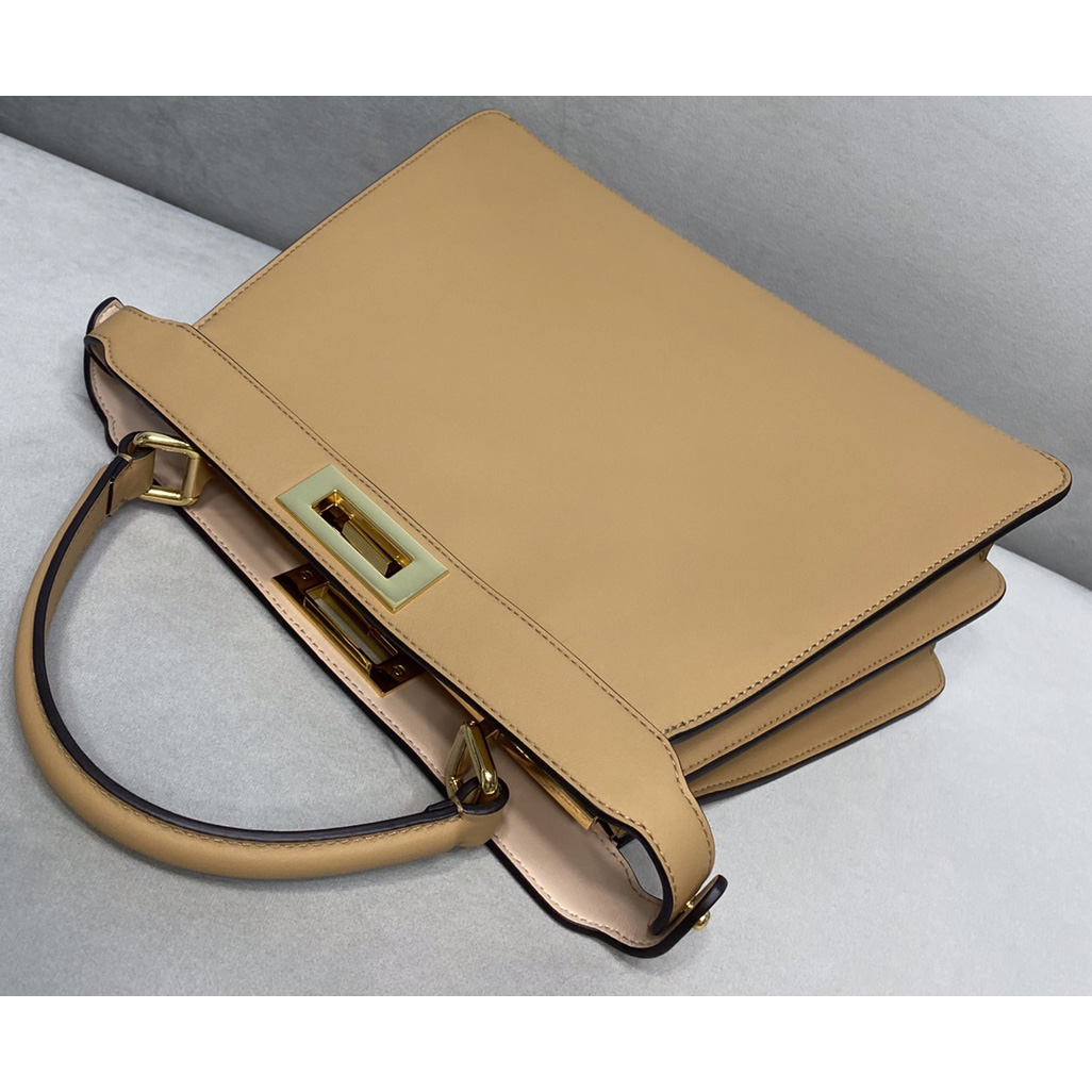 Fendi Peekaboo Iseeu Medium Beige Leather Bag - DopestKickz