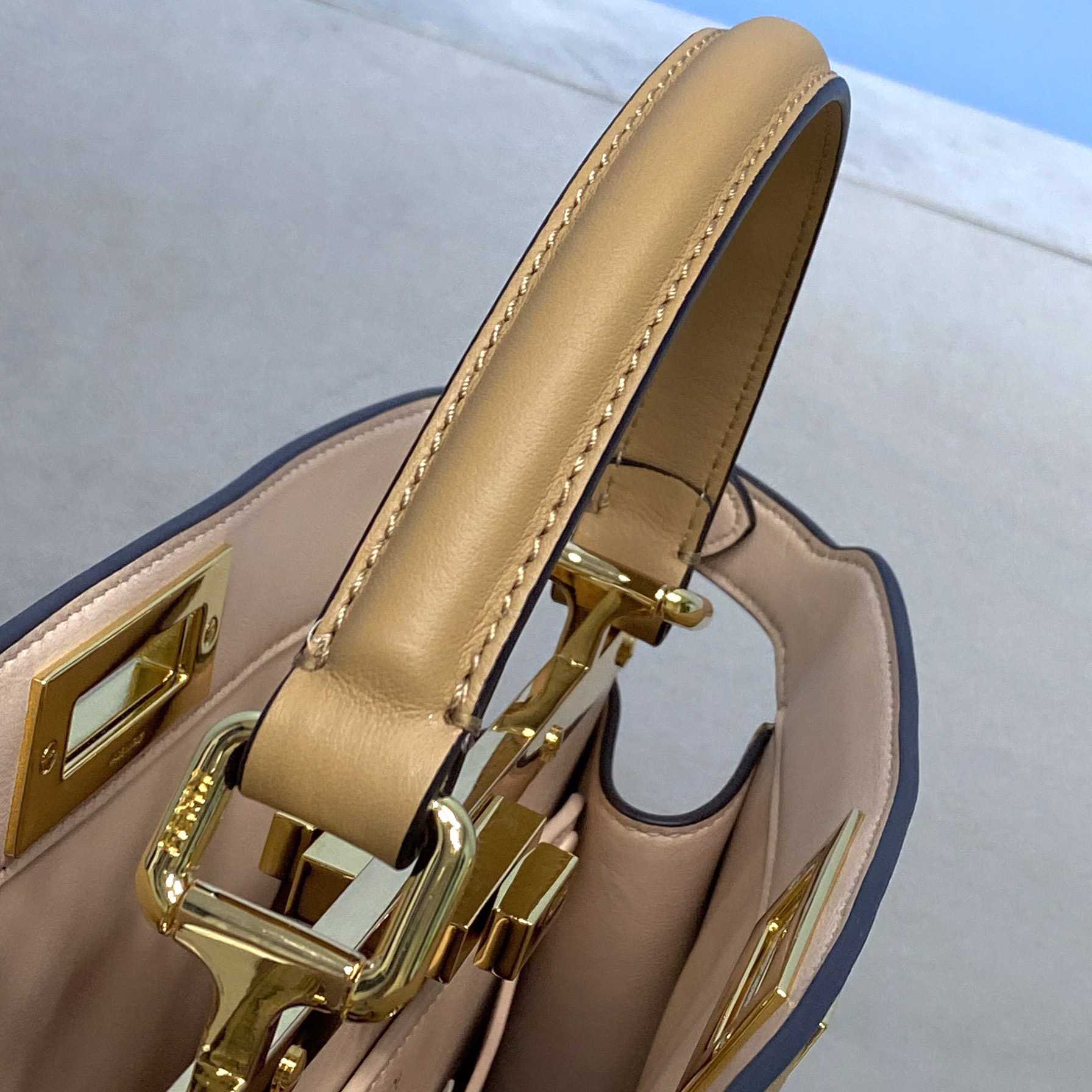 Fendi Peekaboo Iseeu Medium Beige Leather Bag - DopestKickz