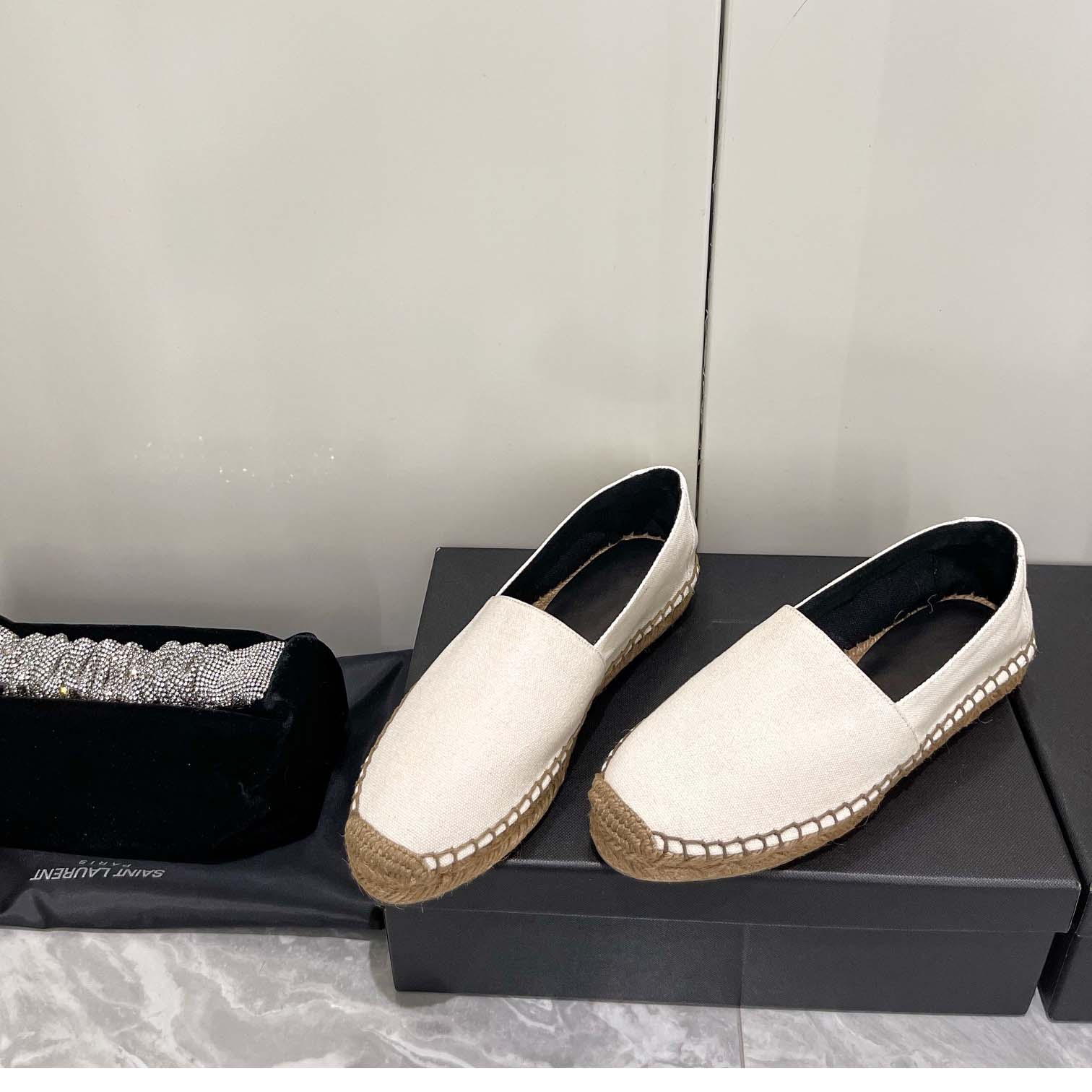 Saint Laurent Cassandre Embroidered Espadrilles In Canvas - DopestKickz