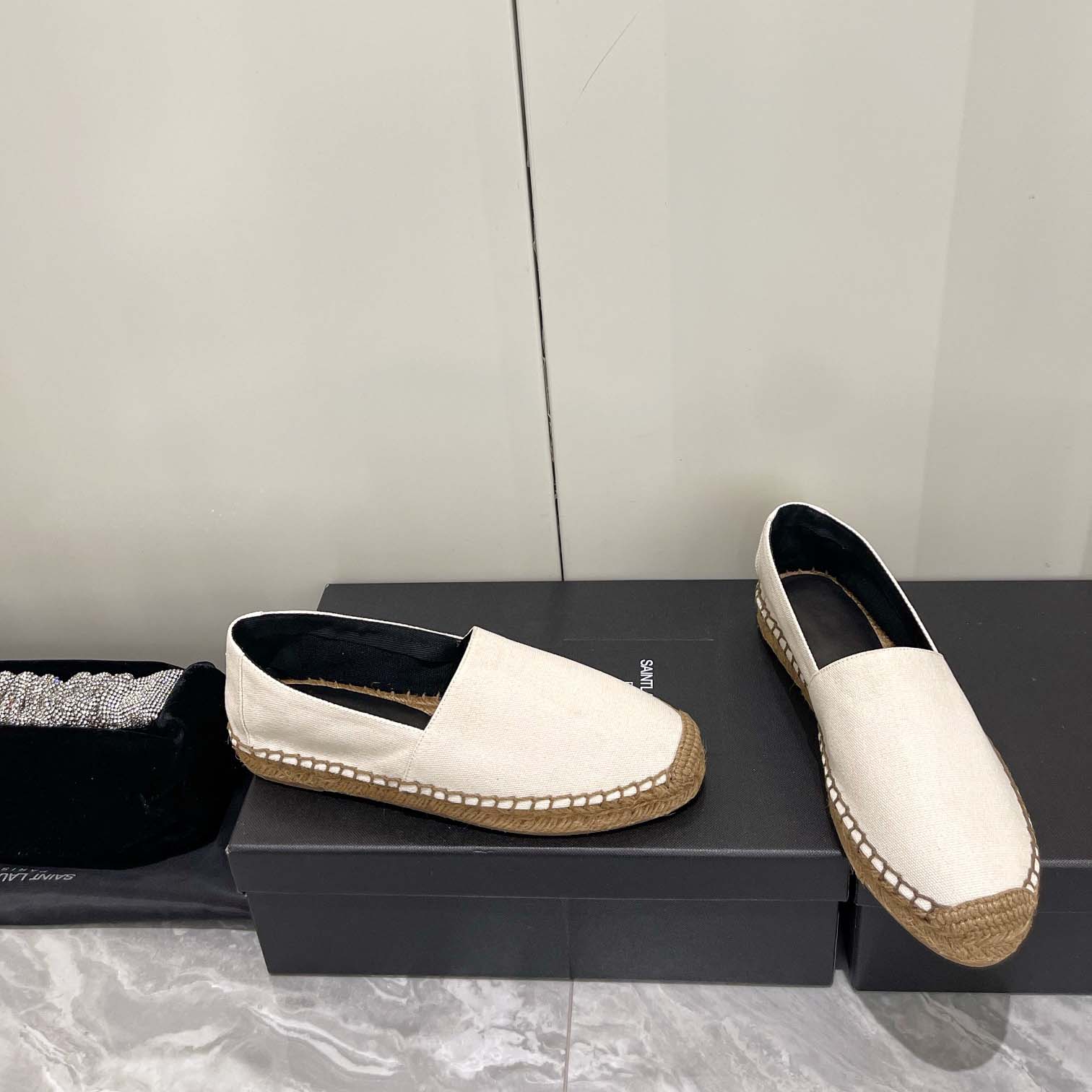 Saint Laurent Cassandre Embroidered Espadrilles In Canvas - DopestKickz