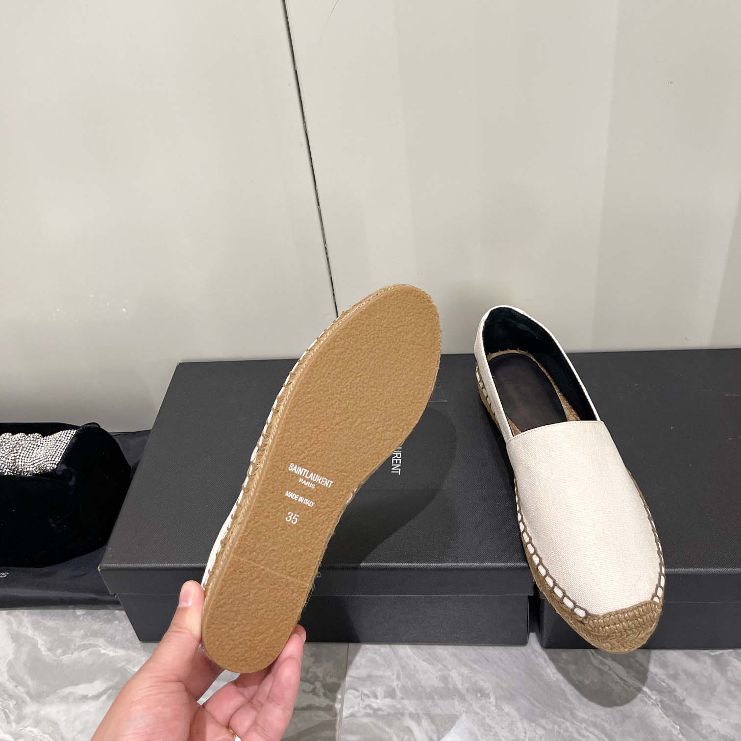 Saint Laurent Cassandre Embroidered Espadrilles In Canvas - DopestKickz