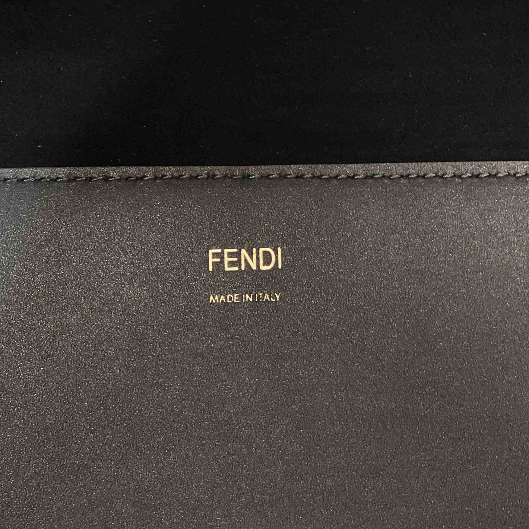 Fendi Sunshine Medium Dark Gray Leather And Elaphe Shopper - DopestKickz