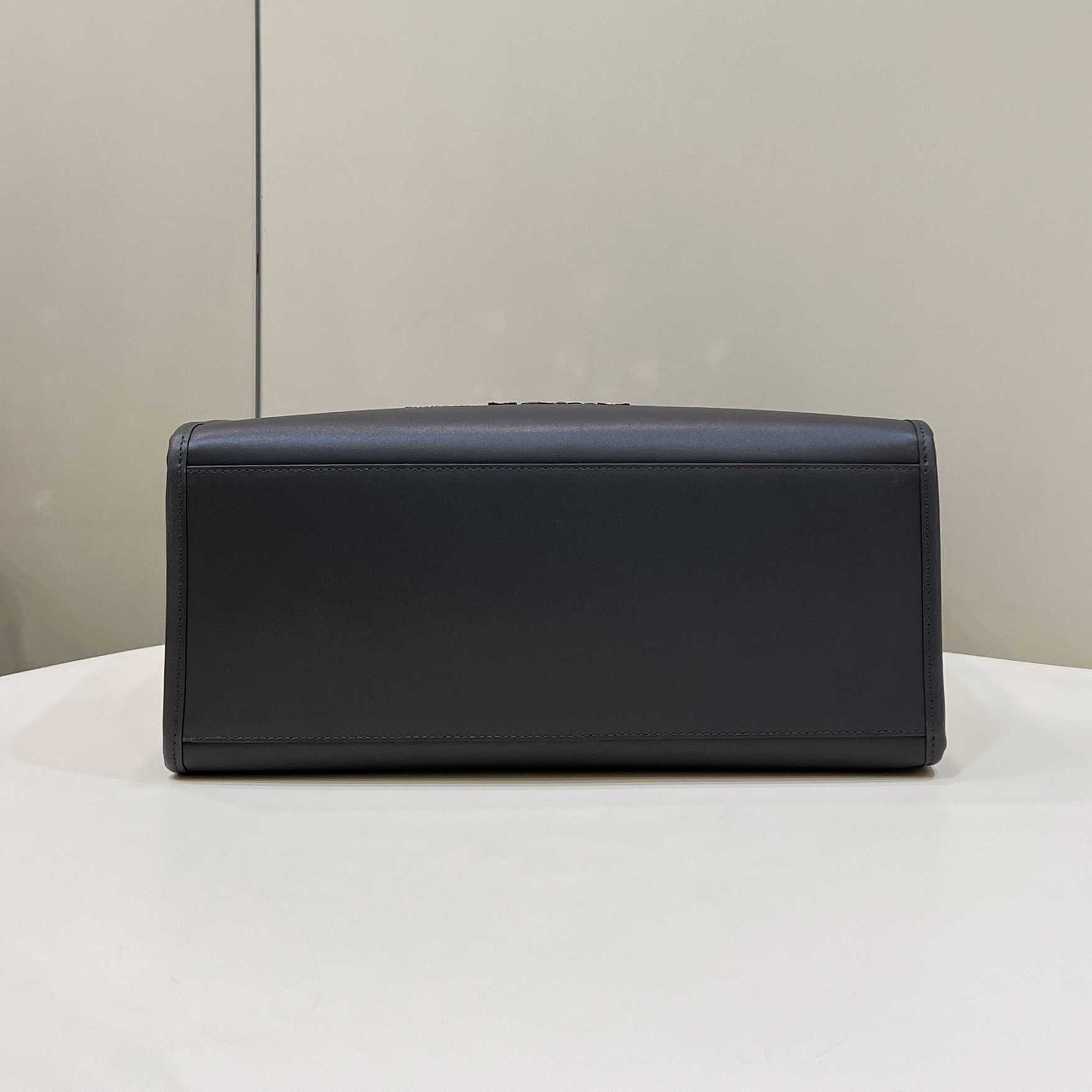 Fendi Sunshine Medium Dark Gray Leather And Elaphe Shopper - DopestKickz