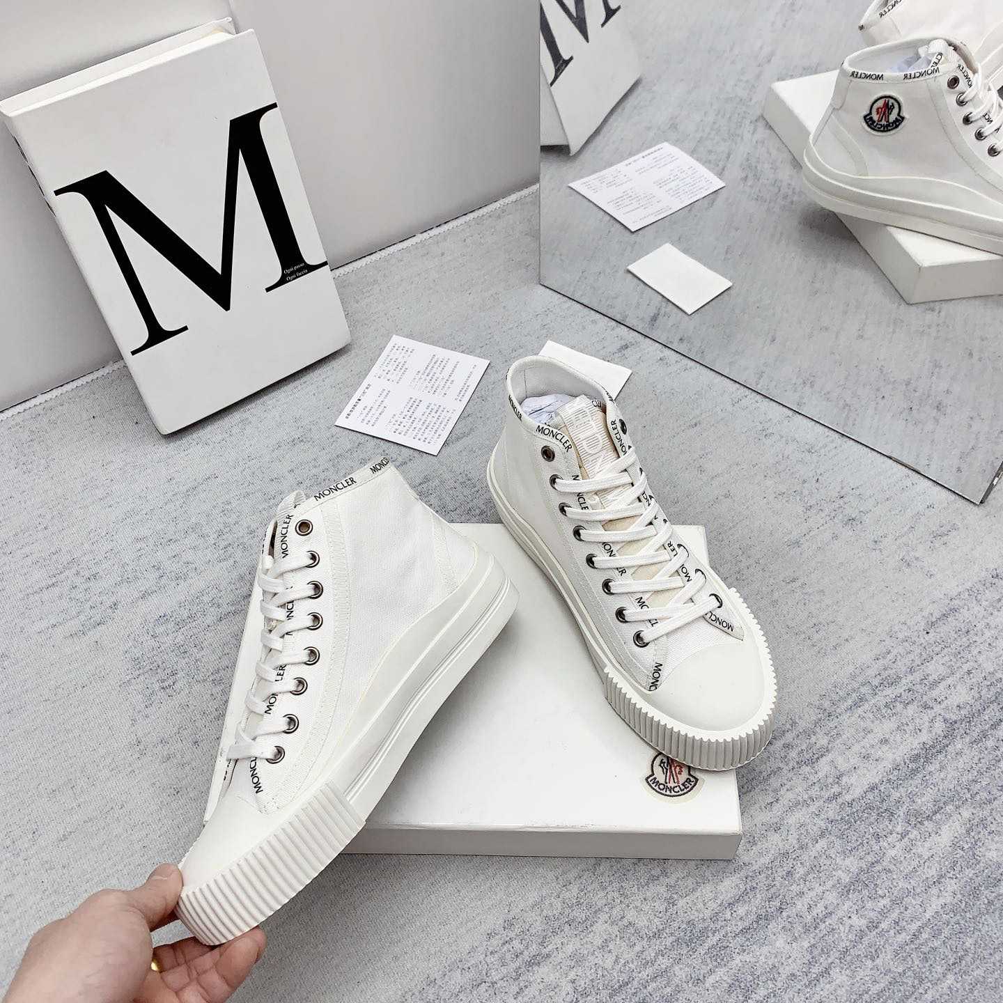 Moncler White Lissex Sneakers - DopestKickz