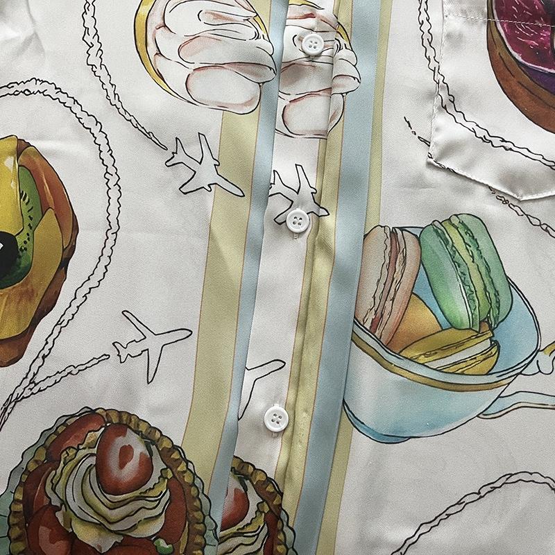 Casablanca Patisseries En Vol Cuban Collar Silk Shirt - DopestKickz