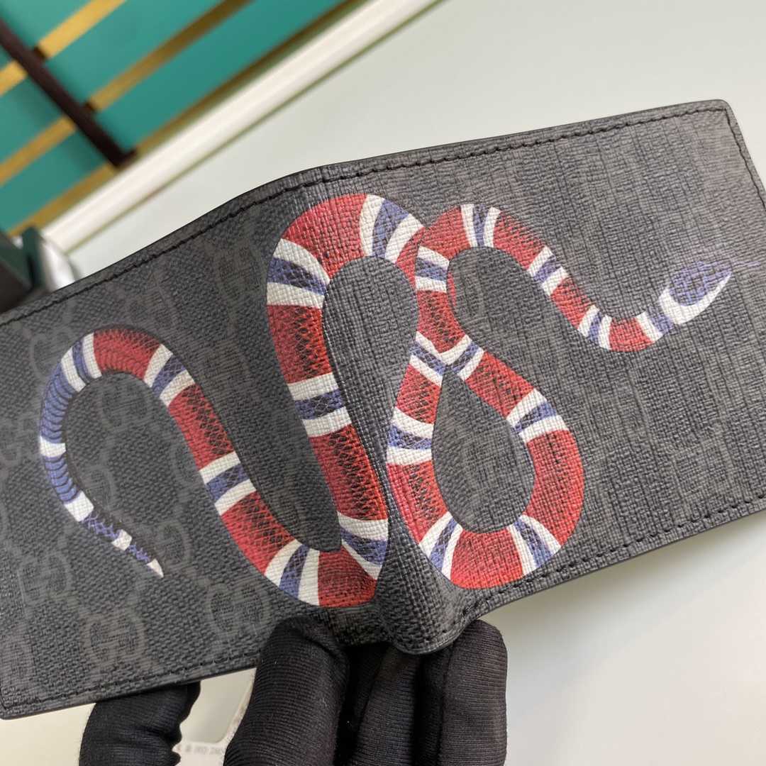 Gucci Kingsnake Print GG Supreme Wallet(11-9-1.5cm)    - DopestKickz