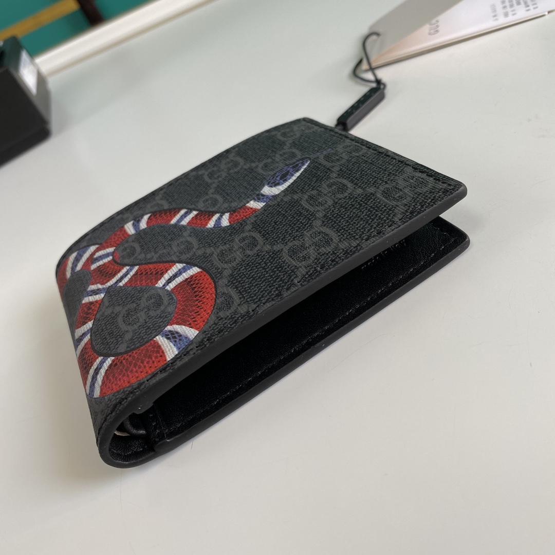 Gucci Kingsnake Print GG Supreme Wallet(11-9-1.5cm)    - DopestKickz