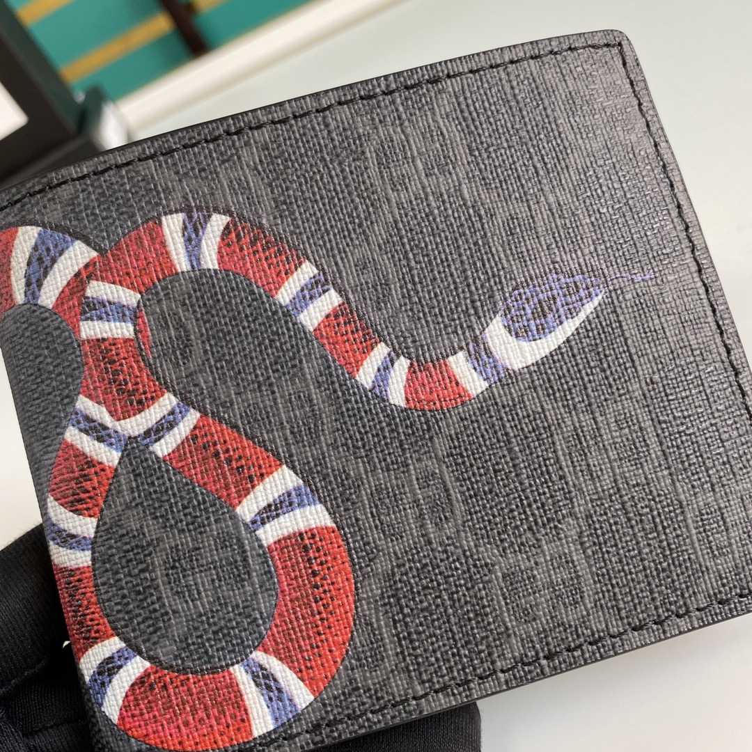 Gucci Kingsnake Print GG Supreme Wallet(11-9-1.5cm)    - DopestKickz