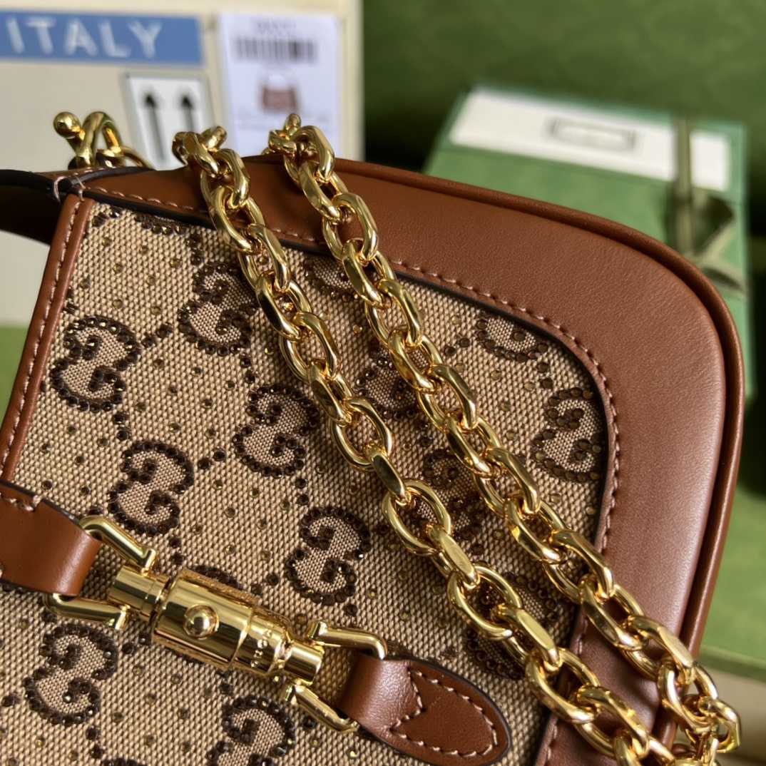 Gucci Jackie 1961 Crystal GG Mini Shoulder Bag(19x13x13cm)   - DopestKickz