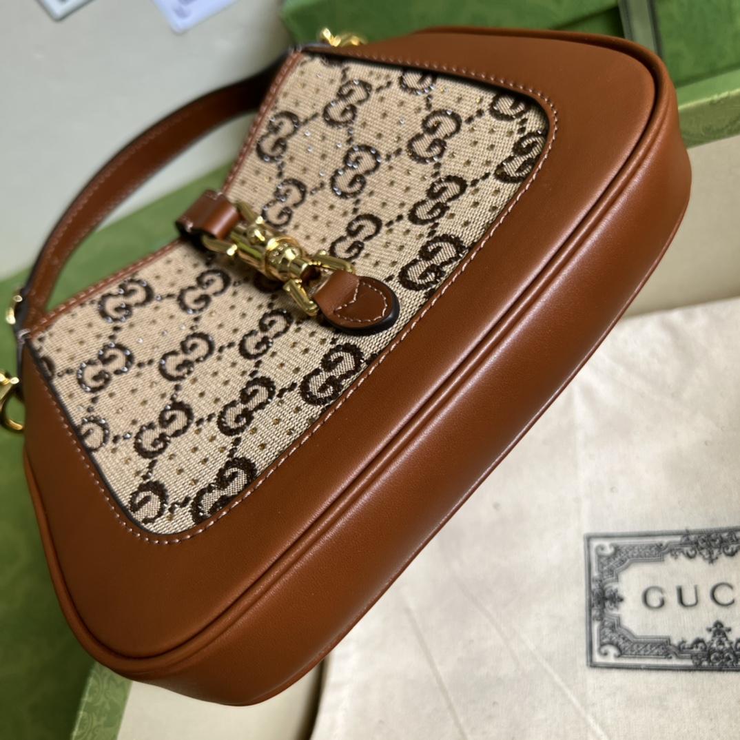 Gucci Jackie 1961 Crystal GG Mini Shoulder Bag(19x13x13cm)   - DopestKickz