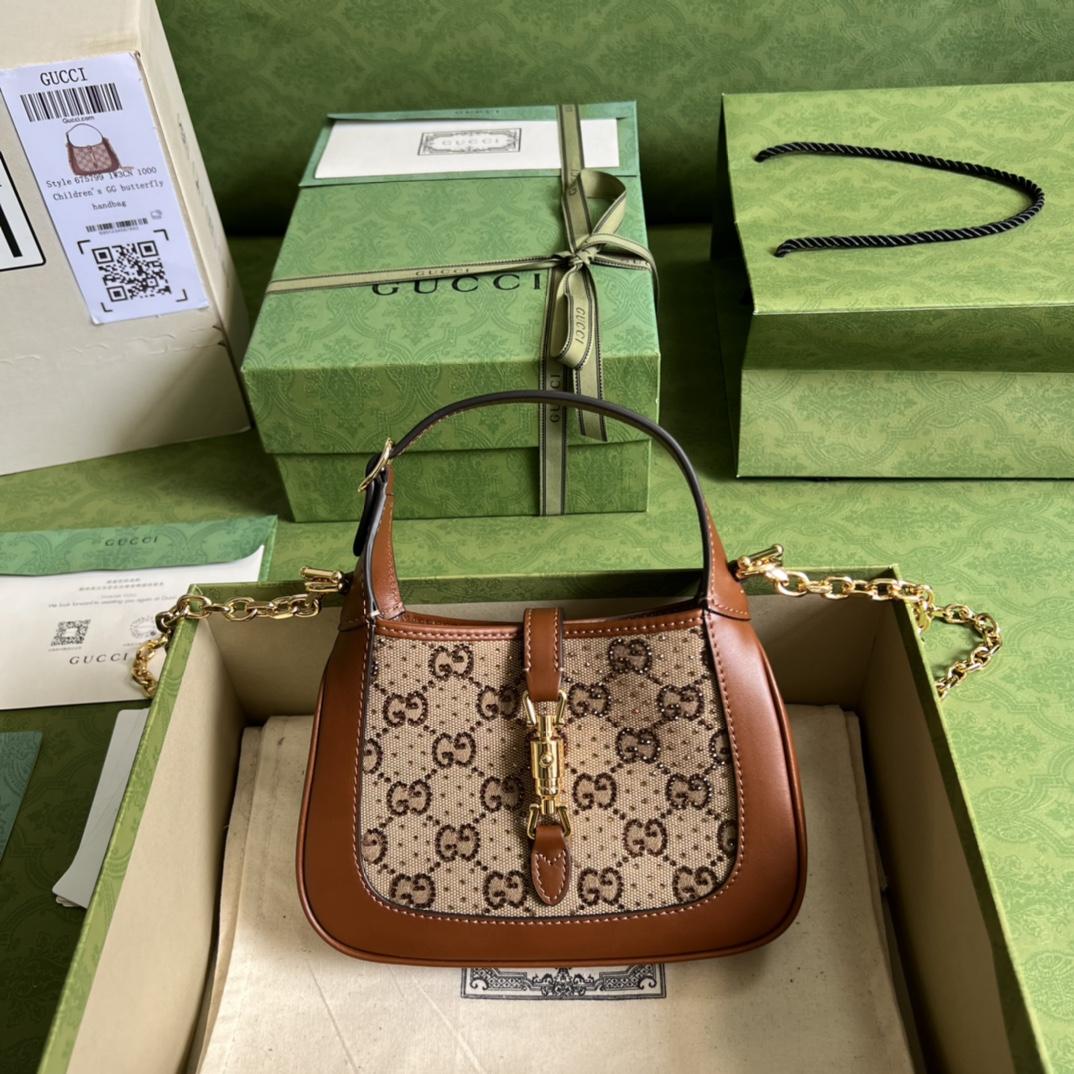 Gucci Jackie 1961 Crystal GG Mini Shoulder Bag(19x13x13cm)   - DopestKickz