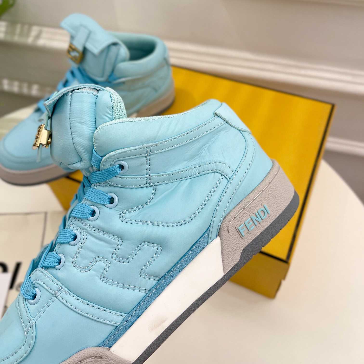 Fendi Match Turquoise Nylon High-Tops Sneaker - DopestKickz
