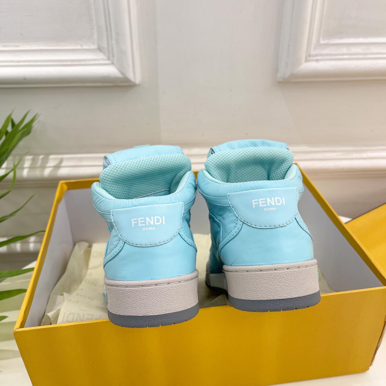 Fendi Match Turquoise Nylon High-Tops Sneaker - DopestKickz