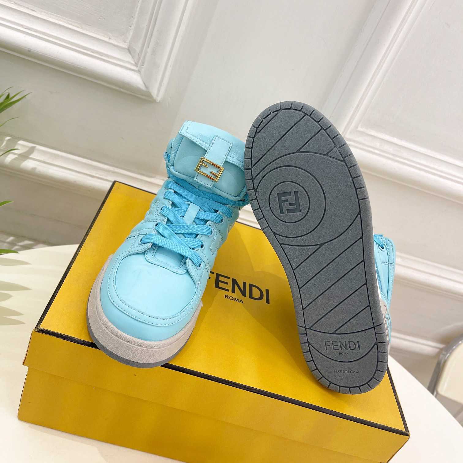 Fendi Match Turquoise Nylon High-Tops Sneaker - DopestKickz