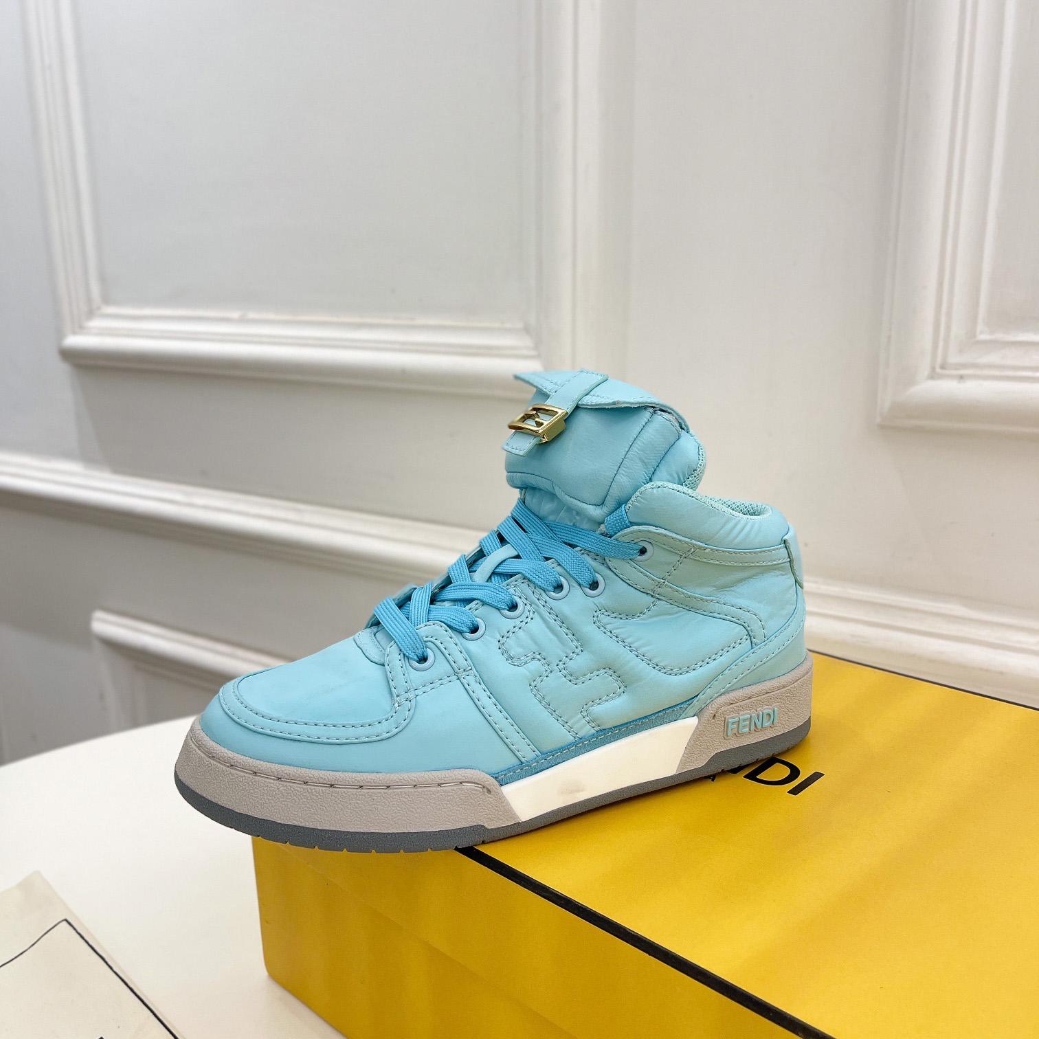 Fendi Match Turquoise Nylon High-Tops Sneaker - DopestKickz