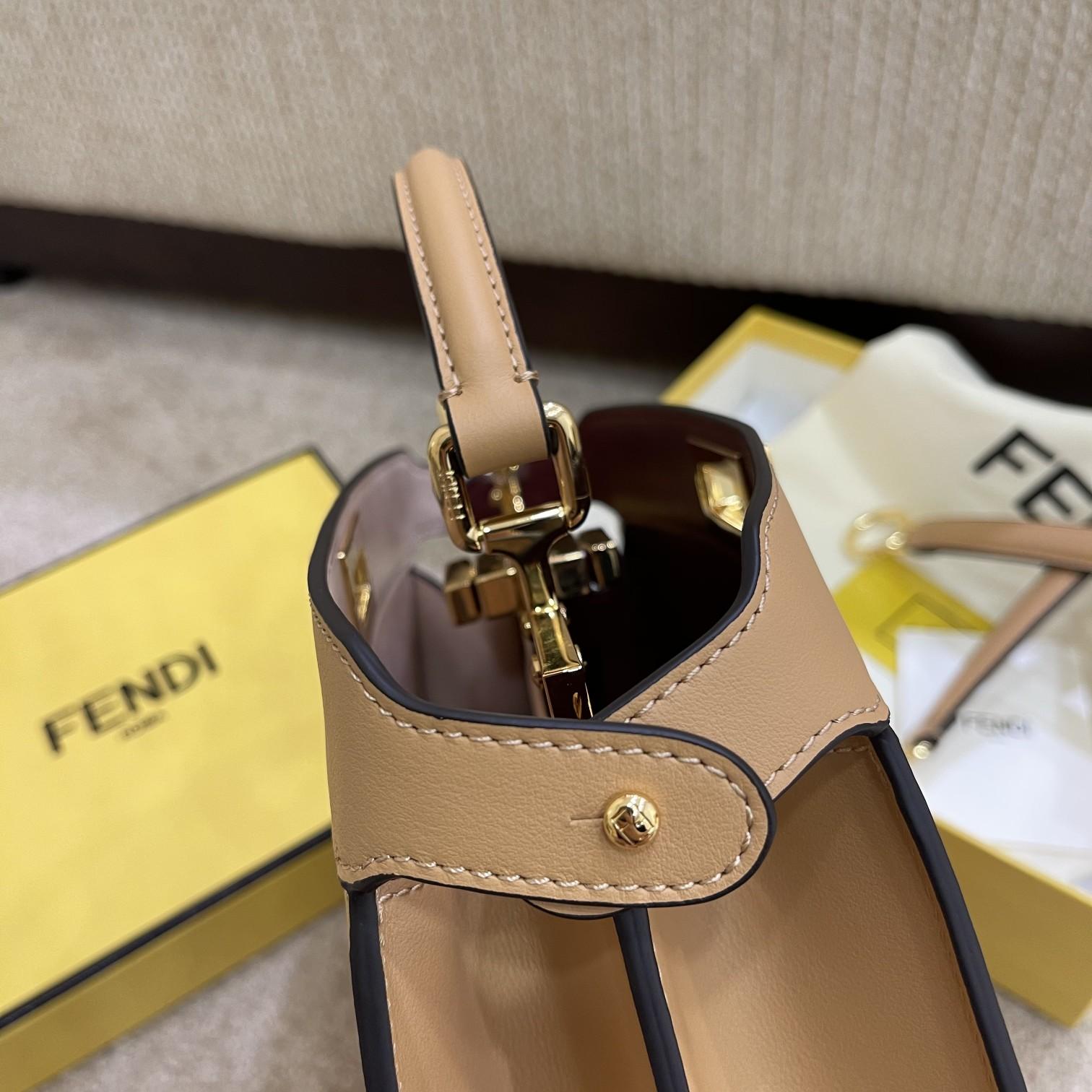 Fendi Peekaboo Iseeu Small Beige Leather Bag - DopestKickz