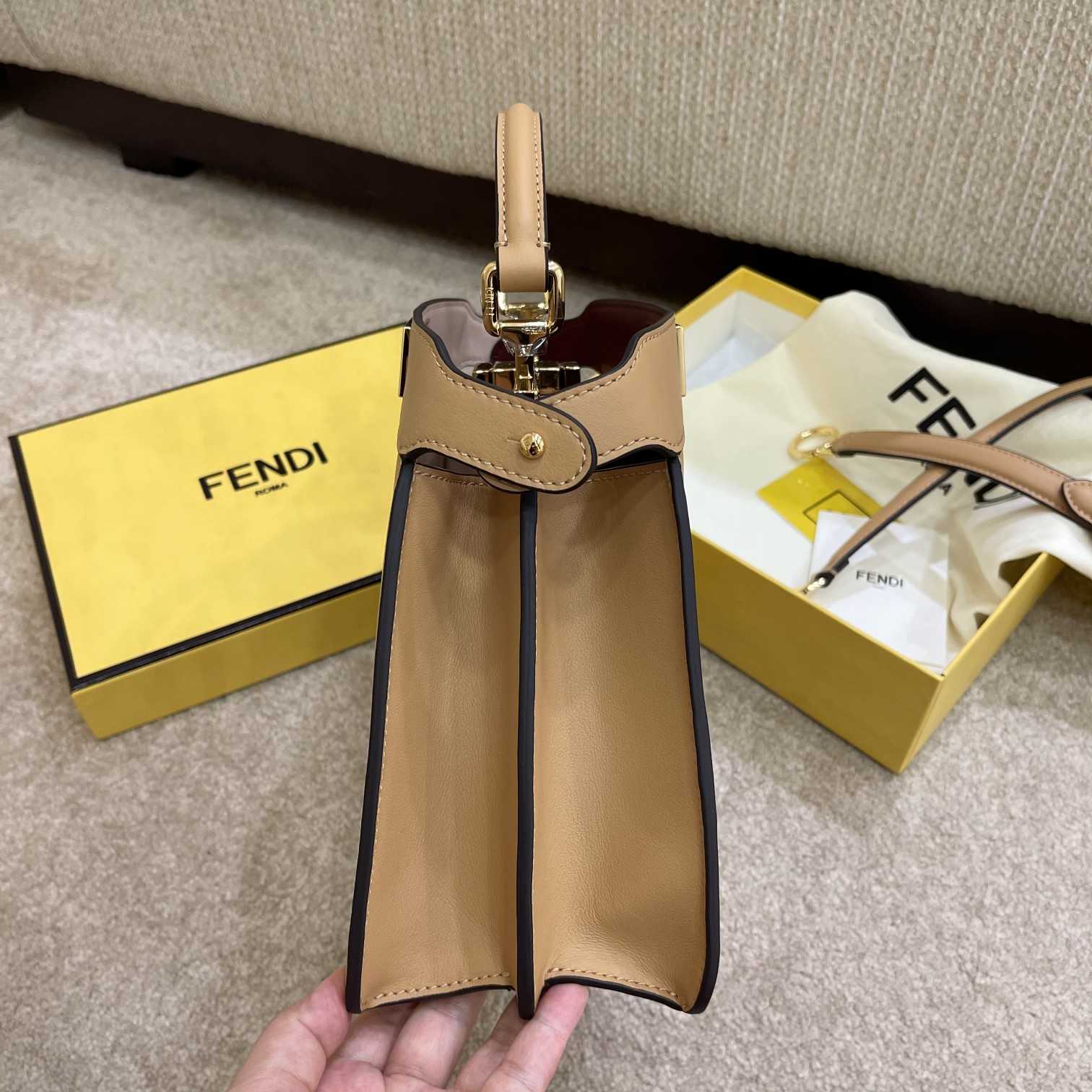 Fendi Peekaboo Iseeu Small Beige Leather Bag - DopestKickz