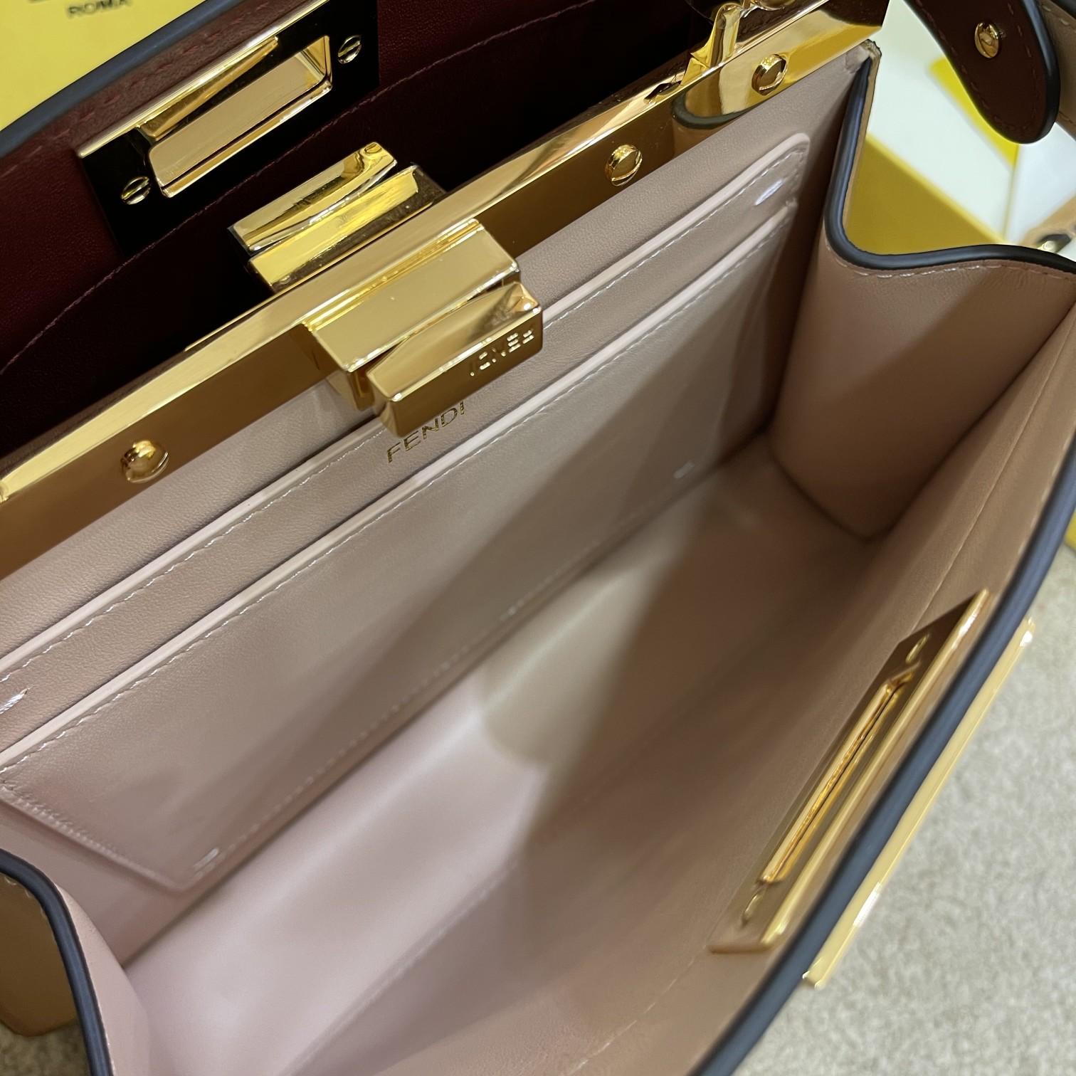 Fendi Peekaboo Iseeu Small Beige Leather Bag - DopestKickz