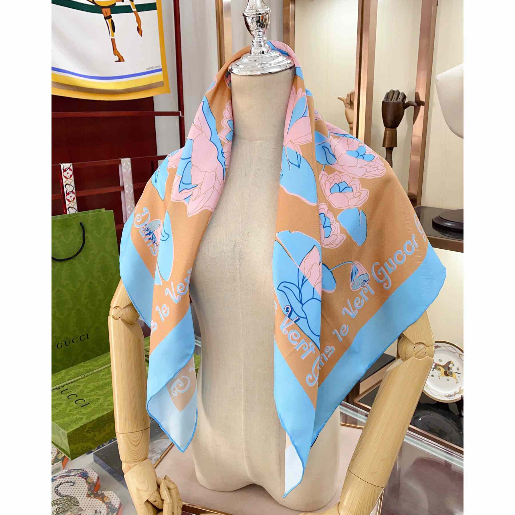 Gucci Dans Le Vert Silk Scarf - DopestKickz
