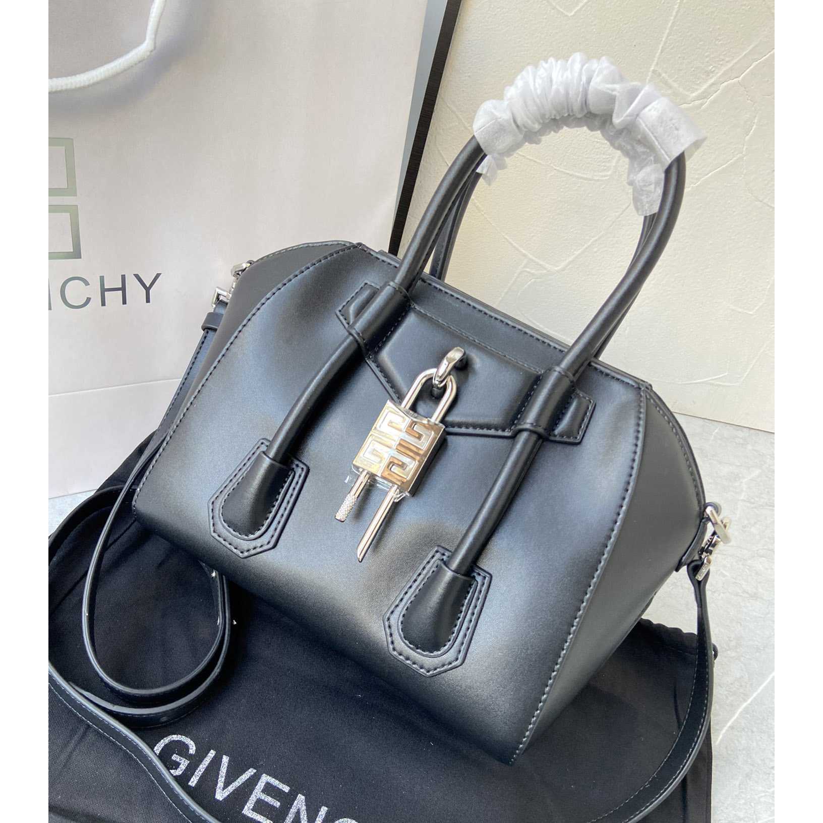 Givenchy Mini Antigona Lock Bag In Box Leather (23*27*13cm) - DopestKickz