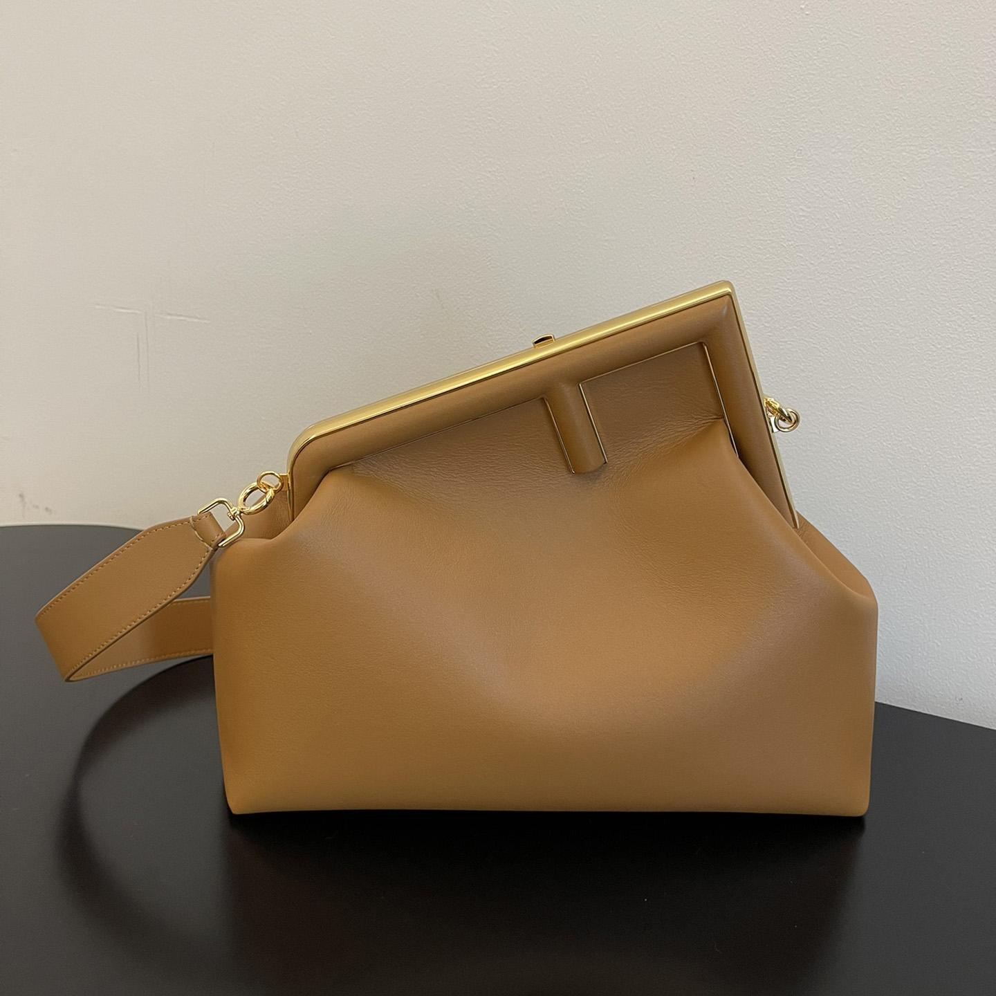 Fendi First Medium Brown Leather Bag - DopestKickz