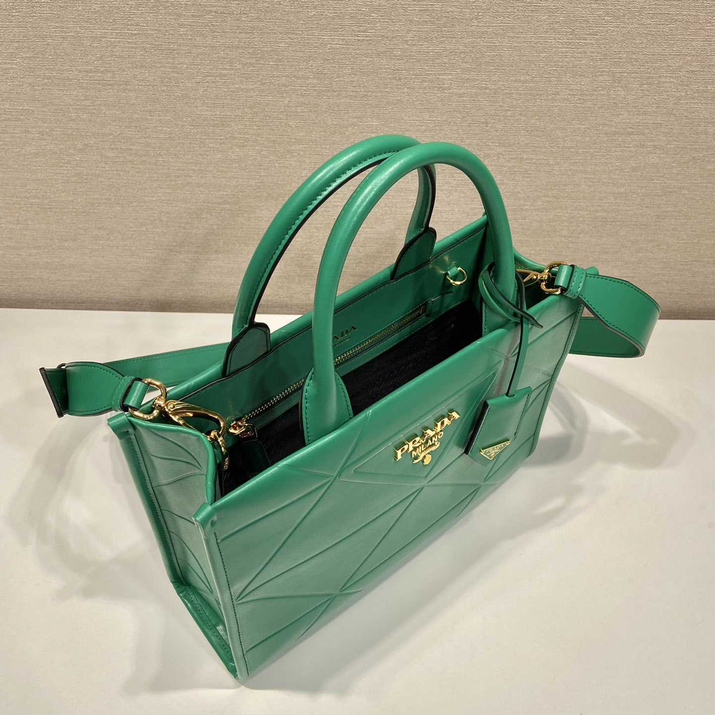 Prada Small Leather Prada Symbole Bag With Topstitching - DopestKickz