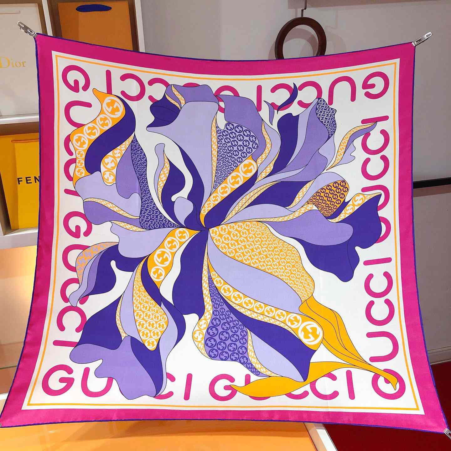 Gucci Maxi Flower Print Silk Scarf - DopestKickz