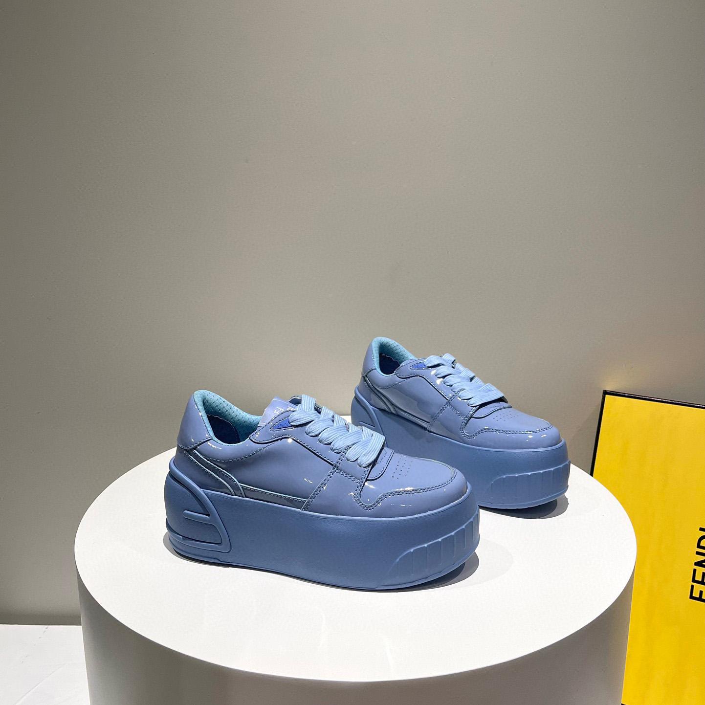 Fendi Fashion Show Blue Leather Low-Tops Sneaker  - DopestKickz