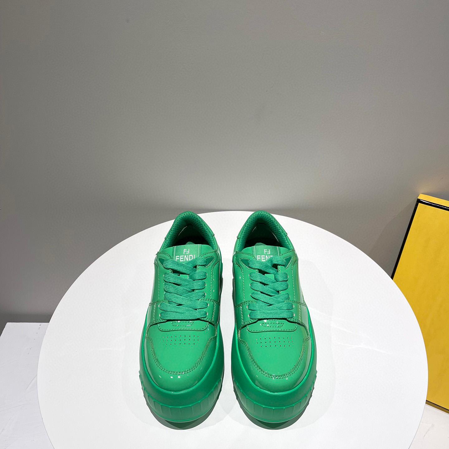 Fendi Fashion Show Green Leather Low-Tops Sneaker  - DopestKickz