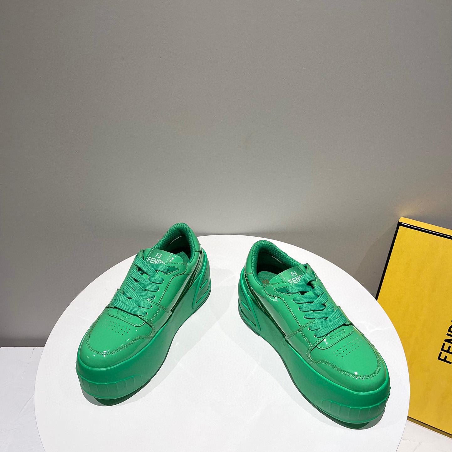 Fendi Fashion Show Green Leather Low-Tops Sneaker  - DopestKickz