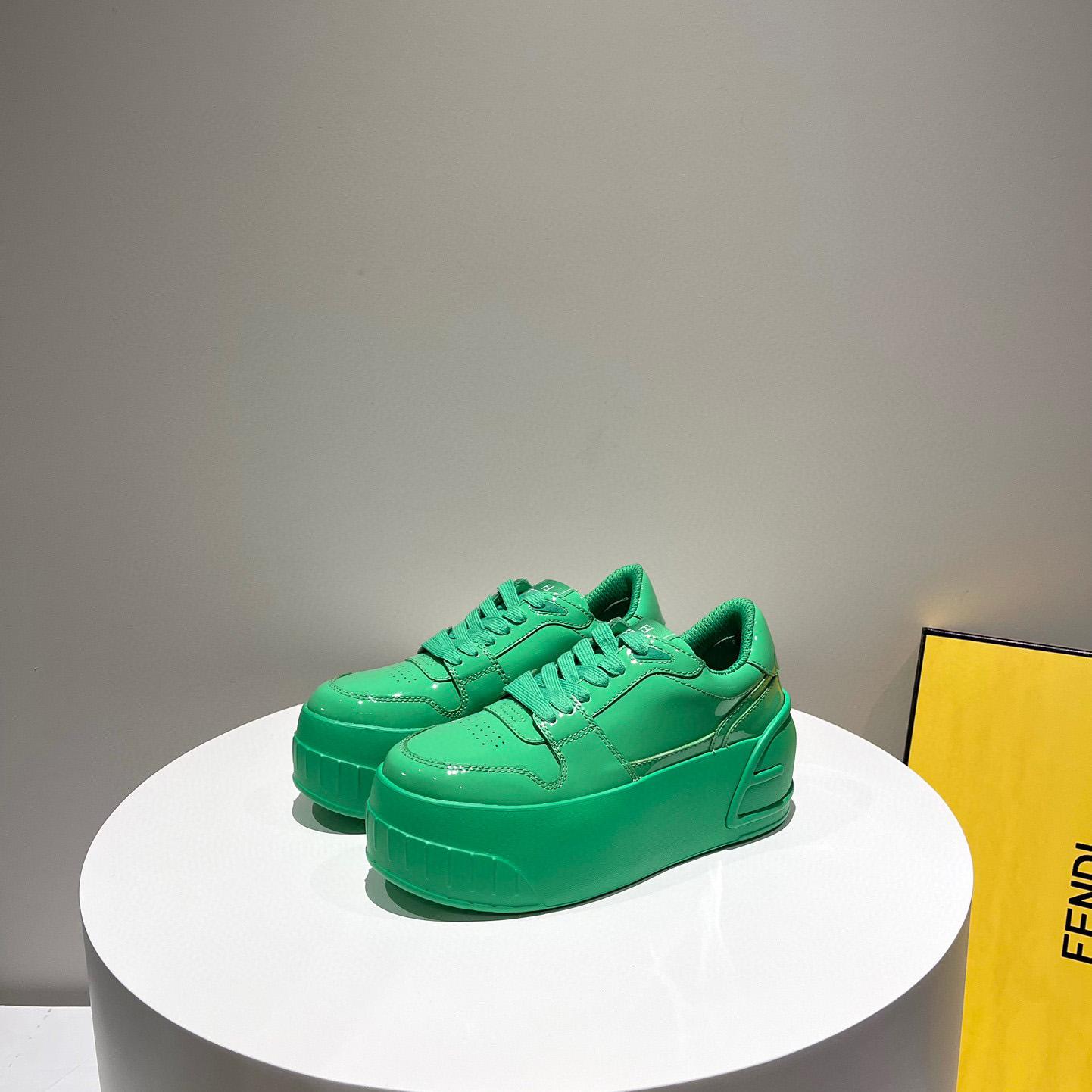 Fendi Fashion Show Green Leather Low-Tops Sneaker  - DopestKickz