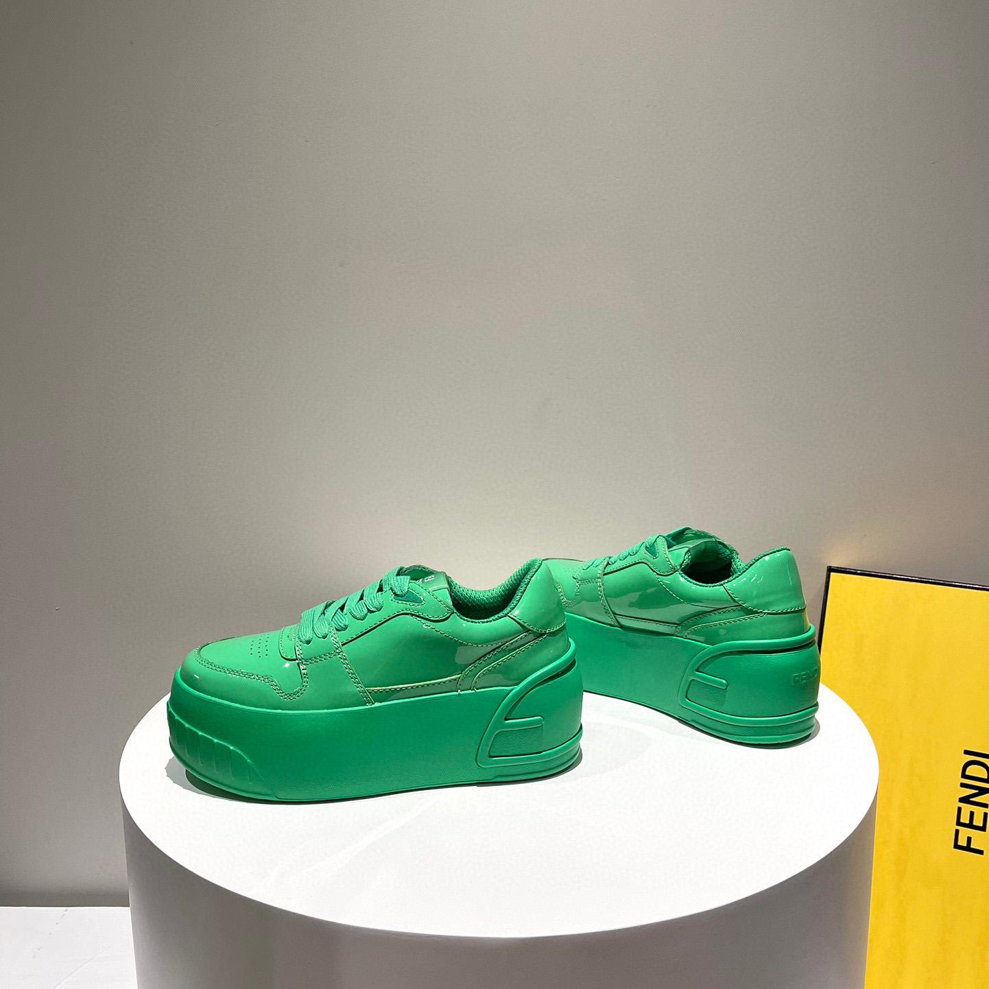 Fendi Fashion Show Green Leather Low-Tops Sneaker  - DopestKickz