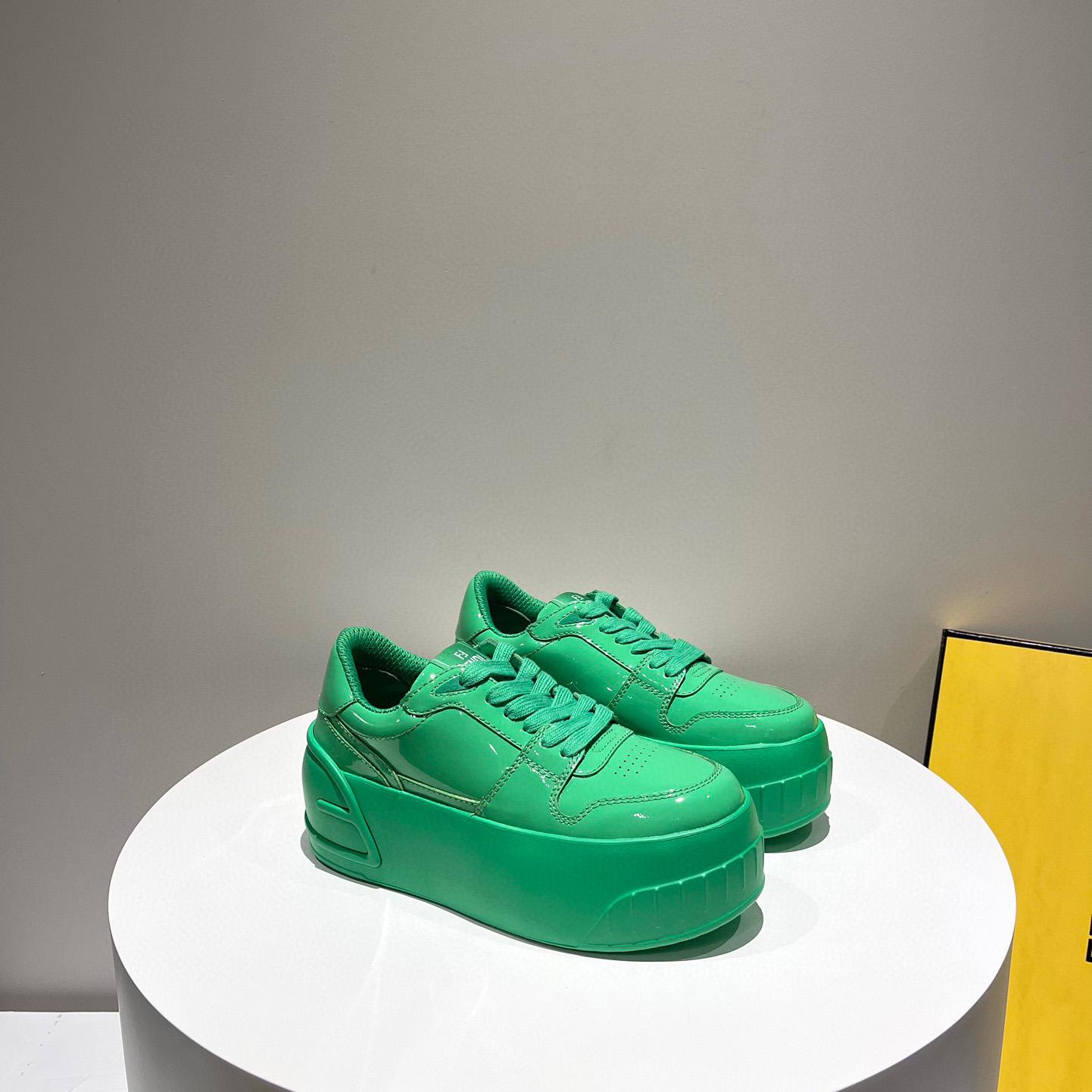 Fendi Fashion Show Green Leather Low-Tops Sneaker  - DopestKickz